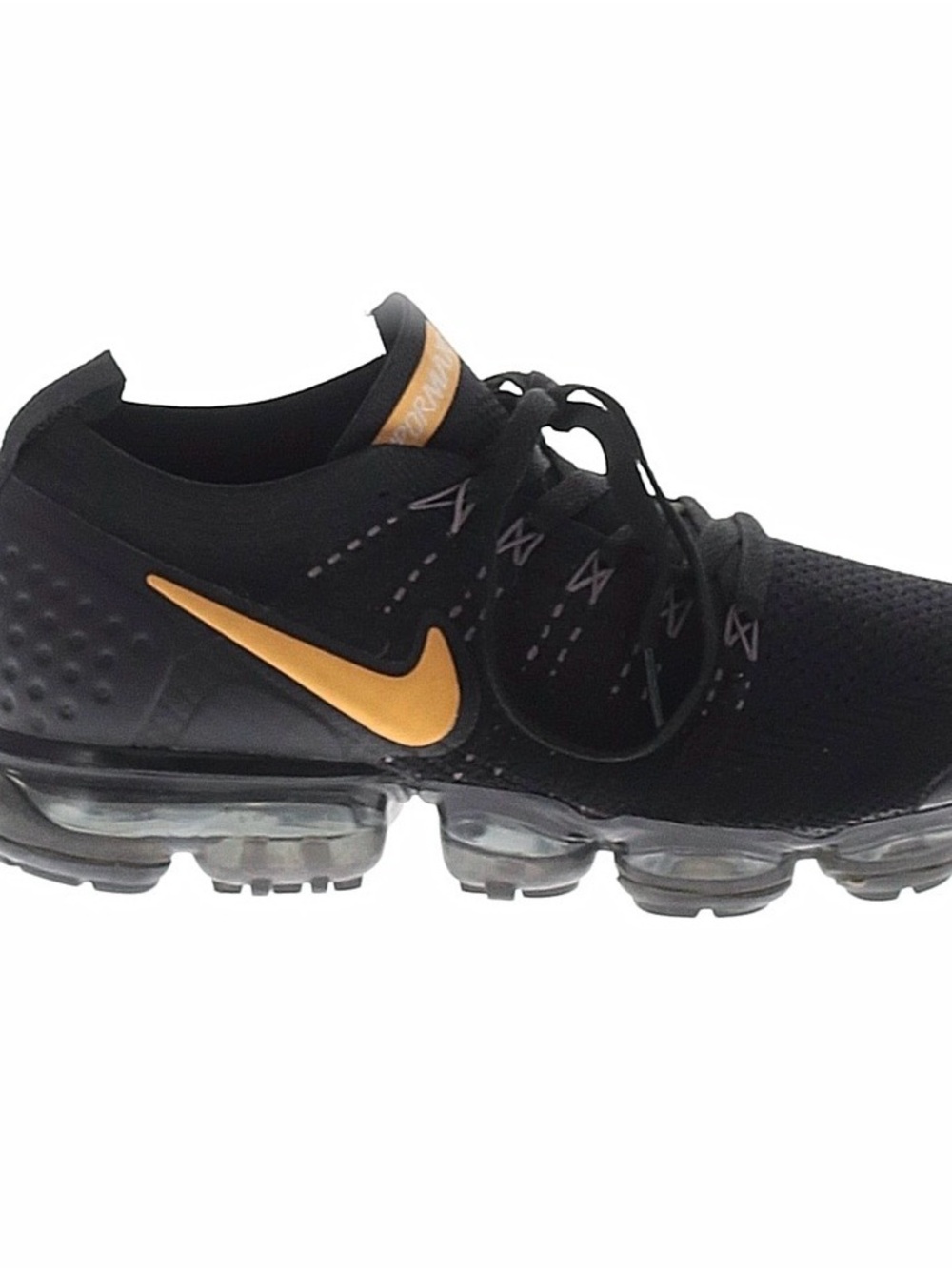 Nike Men’s Black with Gold Swoosh VaporMax Athletic Shoe